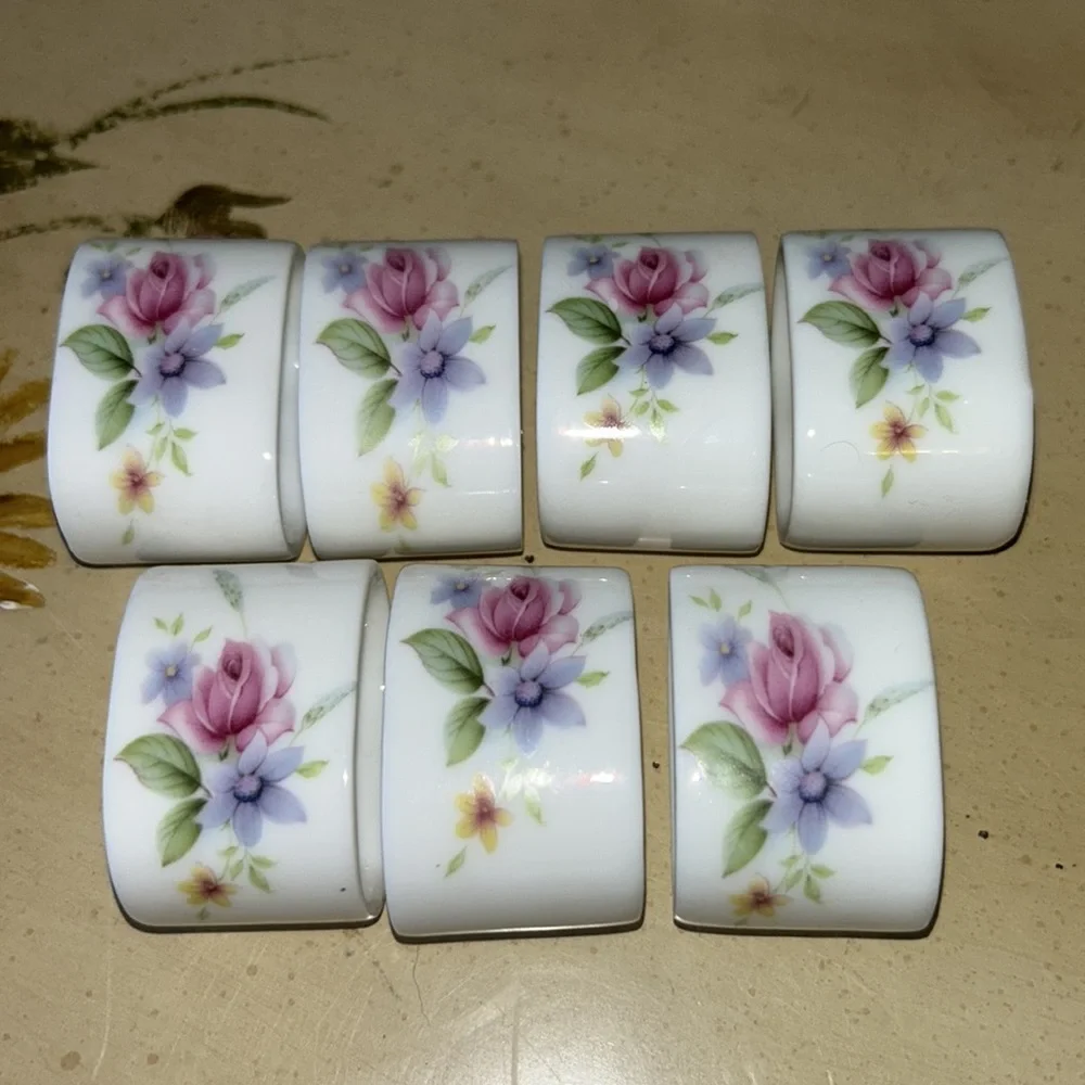 Vintage Floral Rose Ceramic Porcelain Napkin Holders 7